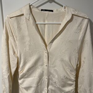 ZARA JACQUARD Cream Dress Small Worn Once!